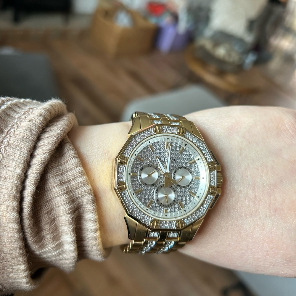 Gold and Silver Watch with Crystal Accents